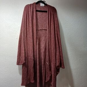 Melrose and Market Ribbed Open Cardigan in Heathered Rose